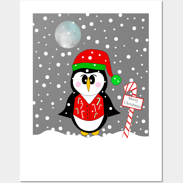 CHRISTMAS Funny Penguin. Wall Art by SartorisArt1
